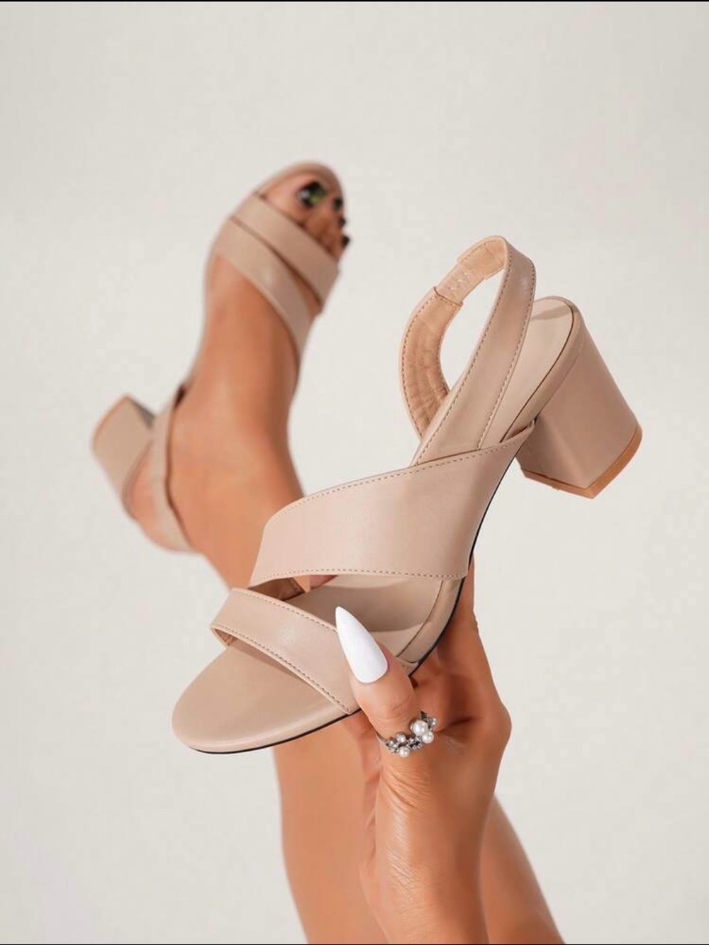Brand new Nude Block Heel Sandals for Women - Strappy Open Toe size 9